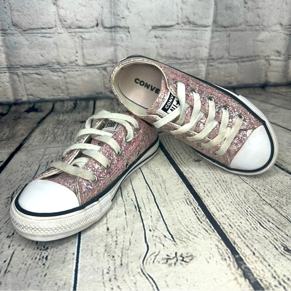Converse Chuck Taylor Pink Glitter Low Top Sneakers Girls Size 13 Barbiecore